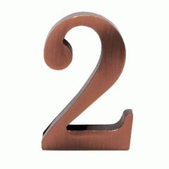 Цифра дверная Аллюр "2" на клеевой основе медь