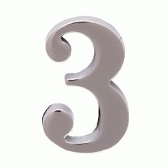 Цифра дверная Аллюр "3" на клеевой основе хром