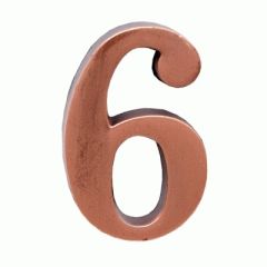 Цифра дверная Аллюр "6" на клеевой основе  медь