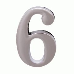 Цифра дверная Аллюр "6" на клеевой основе  хром