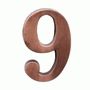 Цифра дверная Аллюр "9" на клеевой основе  медь
