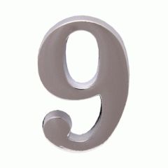 Цифра дверная Аллюр "9" на клеевой основе хром